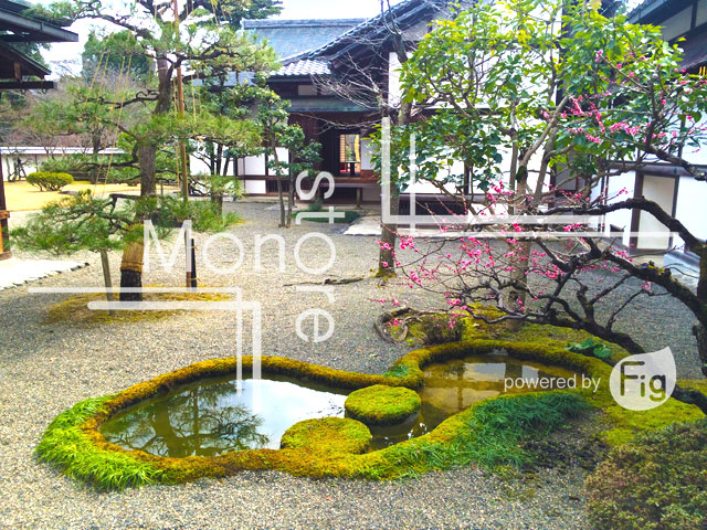 日本庭園と池の写真