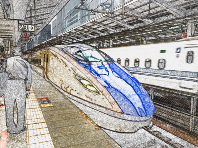 colorsheet Hokuriku Shinkansen bullet train coloring pages 20001 finished image