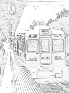 20006 colorsheet Kyoto hankyū Arashiyama Line trains coloring pages